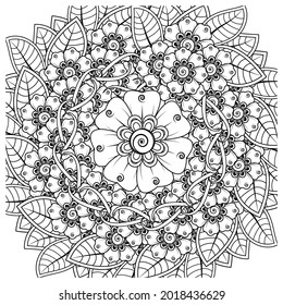 Mehndi flower for henna, mehndi, tattoo, decoration. decorative ornament in ethnic oriental style. doodle ornament. coloring book page.