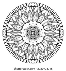 Mehndi flower for henna, mehndi, tattoo, decoration. decorative ornament in ethnic oriental style. doodle ornament. coloring book page.