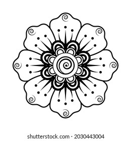 Mehndi flower for henna, mehndi, tattoo, decoration. decorative ornament in ethnic oriental style. doodle ornament. coloring book page.