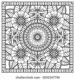 Mehndi flower for henna, mehndi, tattoo, decoration. decorative ornament in ethnic oriental style. doodle ornament. coloring book page.