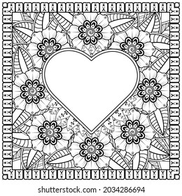 Mehndi flower for henna, mehndi, tattoo, decoration. decorative ornament in ethnic oriental style. doodle ornament. coloring book page.