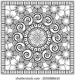 Mehndi flower for henna, mehndi, tattoo, decoration. decorative ornament in ethnic oriental style. doodle ornament. coloring book page.