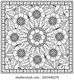 Mehndi flower for henna, mehndi, tattoo, decoration. decorative ornament in ethnic oriental style. doodle ornament. coloring book page.