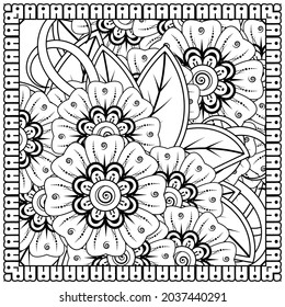 Mehndi flower for henna, mehndi, tattoo, decoration. decorative ornament in ethnic oriental style. doodle ornament. coloring book page.