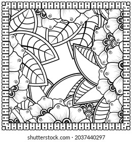 Mehndi flower for henna, mehndi, tattoo, decoration. decorative ornament in ethnic oriental style. doodle ornament. coloring book page.
