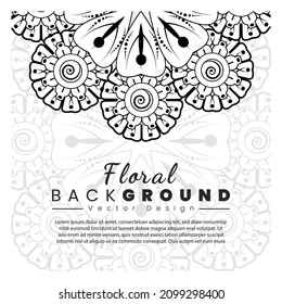 Mehndi flower for henna, mehndi, tattoo, decoration. Decorative ornament in ethnic oriental style, doodle ornament, outline hand draw. Coloring book page.