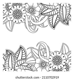 Mehndi flower for henna, mehndi, tattoo, decoration. Decorative ornament in ethnic oriental style, doodle ornament, outline hand draw. Coloring book page.