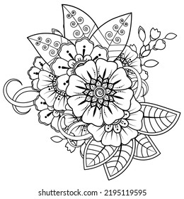 Mehndi flower for henna, mehndi, tattoo, decoration. Decorative ornament in ethnic oriental style.