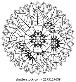 Mehndi flower for henna, mehndi, tattoo, decoration. Decorative ornament in ethnic oriental style.