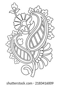 Mehndi Flower Outline hand draw for adult coloring page 