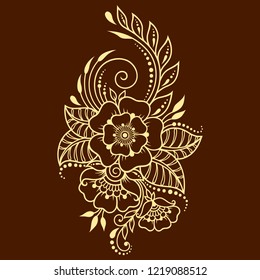 Mehndi flower pattern in frame for Henna drawing and tattoo. Decoration in ethnic oriental, Indian style.