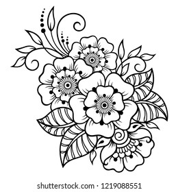 Mehndi flower pattern in frame for Henna drawing and tattoo. Decoration in ethnic oriental, Indian style.