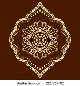 Mehndi flower pattern in frame for Henna drawing and tattoo. Decoration in ethnic oriental, Indian style.