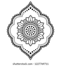 Mehndi flower pattern in frame for Henna drawing and tattoo. Decoration in ethnic oriental, Indian style.