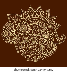 Mehndi flower pattern in frame for Henna drawing and tattoo. Decoration in ethnic oriental, Indian style.