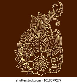 Mehndi flower pattern for Henna drawing and tattoo. Decoration in ethnic oriental, Indian style.