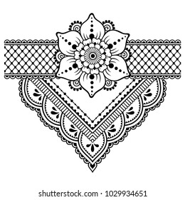 Mehndi flower pattern for Henna drawing and tattoo. Decoration in ethnic oriental, Indian style.