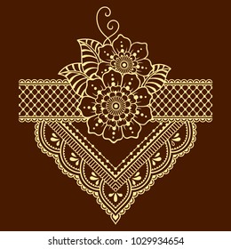 Mehndi flower pattern for Henna drawing and tattoo. Decoration in ethnic oriental, Indian style.