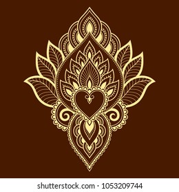 Mehndi flower pattern for Henna drawing and tattoo. Decoration in ethnic oriental, Indian style.