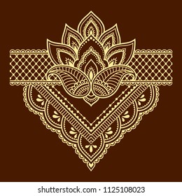 Mehndi flower pattern for Henna drawing and tattoo. Decoration in ethnic oriental, Indian style.