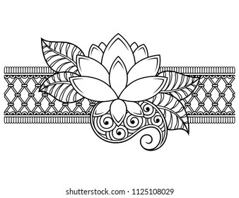 Mehndi Flower Pattern For Henna Drawing And Tattoo. Decoration In Ethnic Oriental, Indian Style.