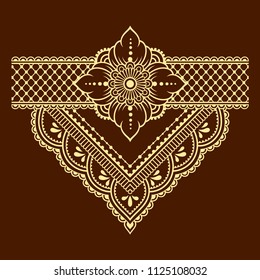 Mehndi flower pattern for Henna drawing and tattoo. Decoration in ethnic oriental, Indian style.