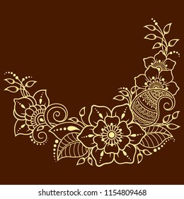Mehndi flower pattern for Henna drawing and tattoo. Decoration in ethnic oriental, Indian style.