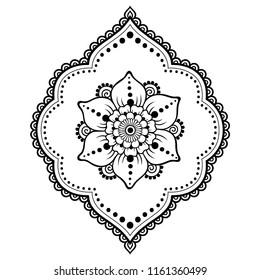 Mehndi flower pattern for Henna drawing and tattoo. Decoration in ethnic oriental, Indian style.