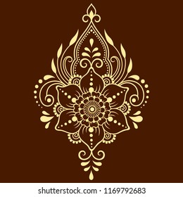 Mehndi flower pattern for Henna drawing and tattoo. Decoration in ethnic oriental, Indian style.