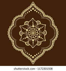 Mehndi flower pattern for Henna drawing and tattoo. Decoration in ethnic oriental, Indian style.