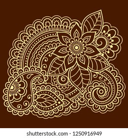 Mehndi flower pattern for Henna drawing and tattoo. Decoration in ethnic oriental, Indian style.