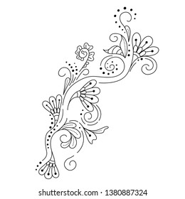 Mehndi flower pattern for Henna drawing and tattoo. Decoration in ethnic oriental, Indian style