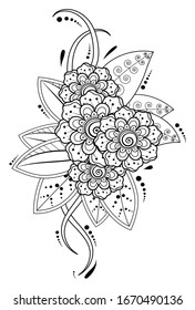 Mehndi flower pattern for henna drawing and tattoo. decoration in ethnic oriental, indian style. EPS 10.