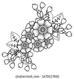 Mehndi flower pattern for henna drawing and tattoo. decoration in ethnic oriental, indian style. EPS 10.