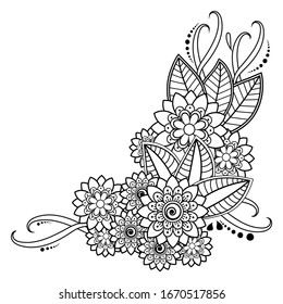 Mehndi flower pattern for henna drawing and tattoo. decoration in ethnic oriental, indian style. EPS 10.