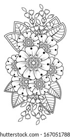 Mehndi flower pattern for henna drawing and tattoo. decoration in ethnic oriental, indian style. EPS 10.