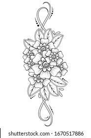 Patrón de flores de Mehndi para dibujo y tatuaje de henna. decoración de estilo étnico oriental e indio. EPS 10.