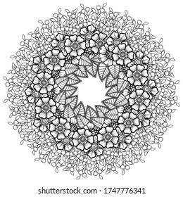 Mehndi flower pattern for Henna drawing and tattoo. Decoration in ethnic oriental, Indian style. EPS 10.