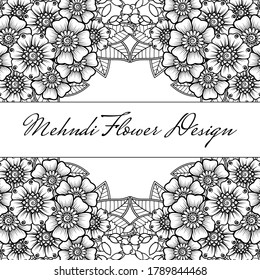 Patrón de flores de Mehndi para el dibujo y tatuaje de Henna. Decoración de estilo étnico oriental, indio.