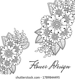 Mehndi Blumenmuster für Henna Zeichnung und Tattoo. Dekoration im orientalischen, indischen Stil.