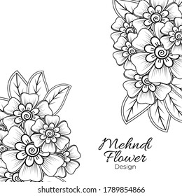 Patrón de flores de Mehndi para el dibujo y tatuaje de Henna. Decoración de estilo étnico oriental, indio. Ornamento de perro. Ilustración vectorial de dibujo manual de contorno.