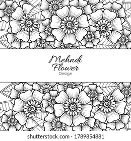 Mehndi flower pattern for Henna drawing and tattoo. Decoration in ethnic oriental, Indian style. Doodle ornament. Outline hand draw vector illustration.