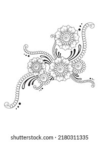 Mehndi flower pattern for Henna drawing and tattoo