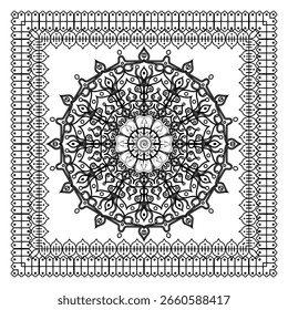 Mehndi flower pattern for Henna drawing and tattoo. Decoration in ethnic oriental  Indian style. Doodle ornament. Outline hand draw vector illustration.
