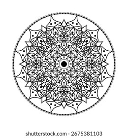Mehndi flor padrão para Henna desenho e tatuagem. Decoração em estilo étnico oriental indiano. Doodle ornamento. Ilustração vetorial de desenho à mão do contorno.