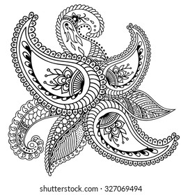 Mehndi Blumenmuster für Henna Zeichnung und Tattoo. Dekoration im orientalischen, indischen Stil.
