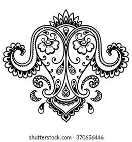Mehndi flower pattern for Henna drawing and tattoo. Decoration in ethnic oriental, Indian style.