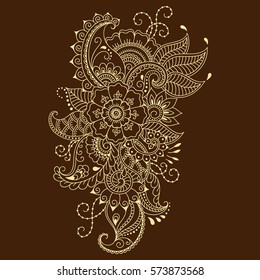 Mehndi flower pattern for Henna drawing and tattoo. Decoration in ethnic oriental, Indian style.