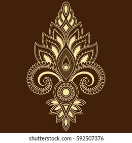 Mehndi flower pattern for Henna drawing and tattoo. Decoration in ethnic oriental, Indian style.