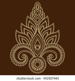 Mehndi flower pattern for Henna drawing and tattoo. Decoration in ethnic oriental, Indian style.